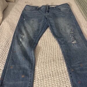 Pilcro and the Letterpress Blue Straight Leg distressed Jeans